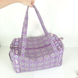 🔥Americana by Sharif Quilted Weekender Duffel Purple Floral Pattern Women's Bag